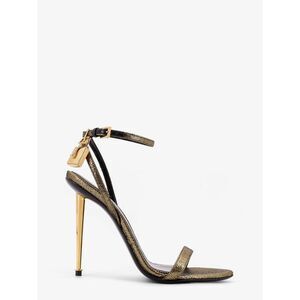 Tom Ford Women Laminated Leather Sandals With Logoed Padlock